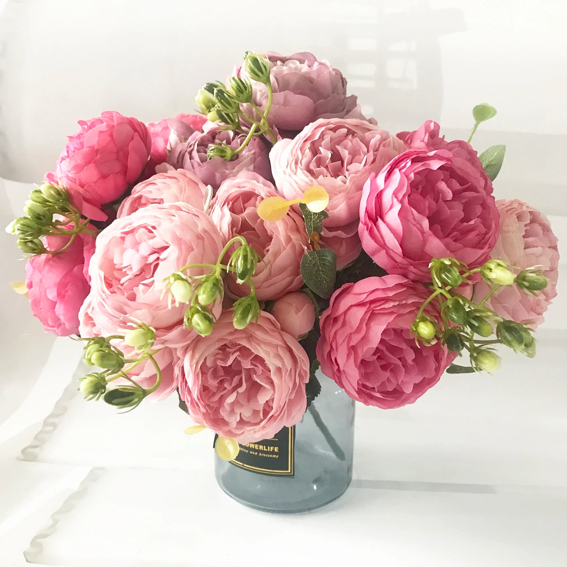 30cm Rose Pink Silk Peony Artificial Flowers Bouquet 5 Big Head and 4 Bud Cheap Fake Flowers for Home Wedding Decoration indoor - Buy online at  Vibe In Cart.