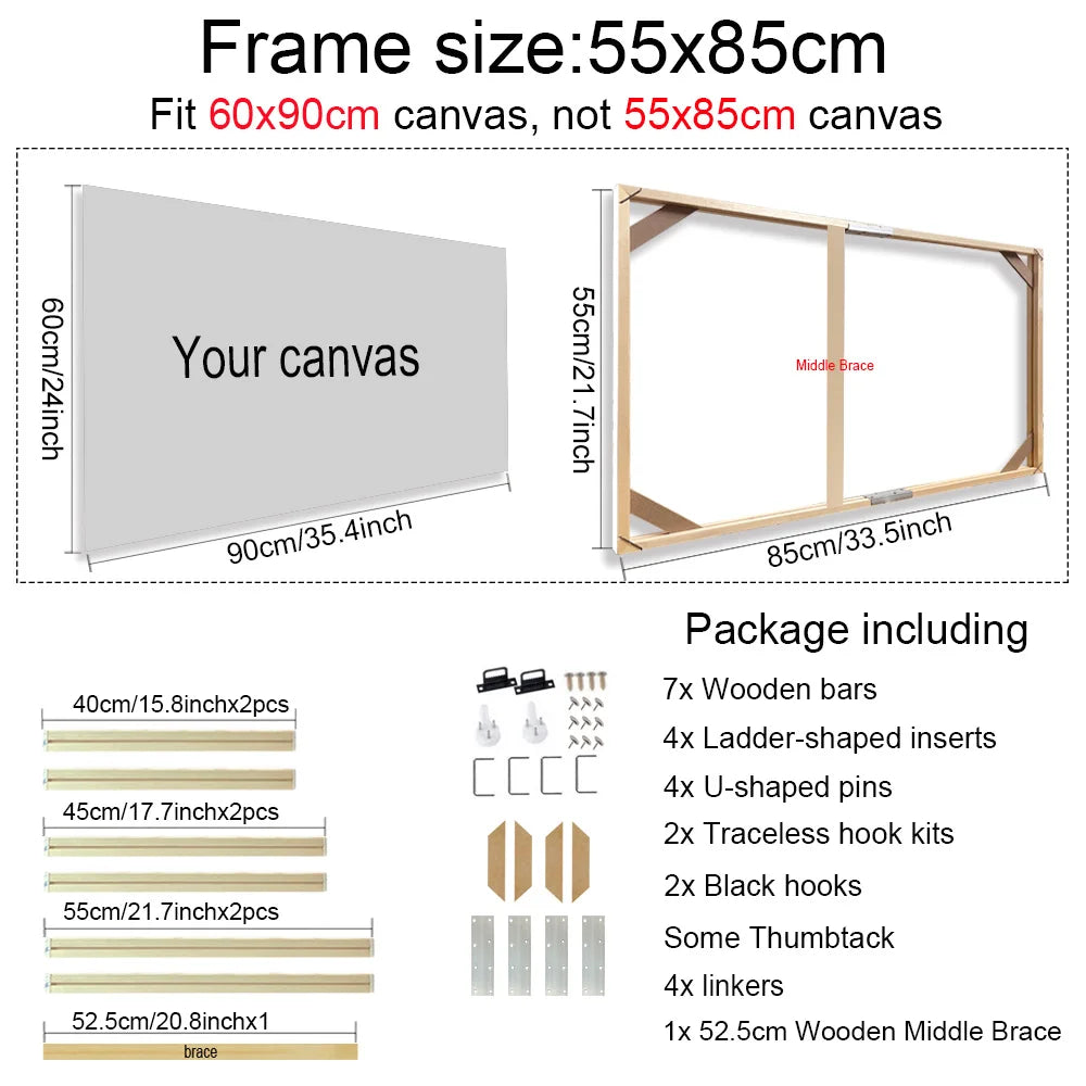 50x70 60x90 60x120cm Canvas Frame Wooden Frames Wooden Photo Oil Painting Canvas Diamond Painting Frames Canvas Wood Wall Frame - Buy online at  Vibe In Cart.
