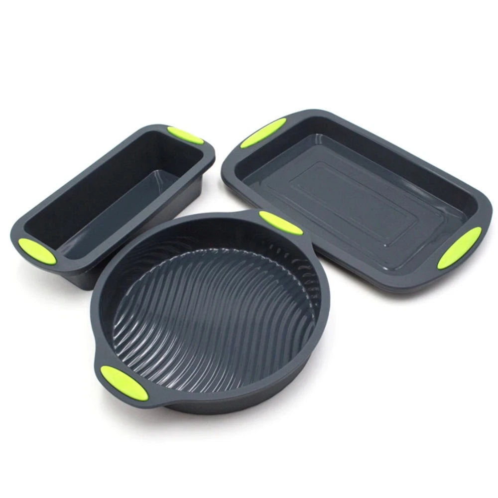 Silicone Cake Molds 3 Pack for Muffin, Toast, Donut and 9 Inch Round Pan