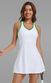 Tennis Dress for Women with Built in Shorts bra Womens Athletic Dresses Sleeveless Workout Skort badminton golf wear women