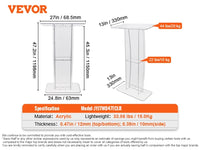SucceBuy 47" Acrylic Podium Stand Floor-Standing Clear Pulpit Acrylic Desktop Lecterns w/ Storage Shelf for Church Office School - Buy online at  Vibe In Cart.