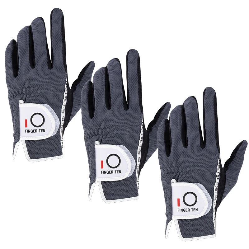 Men's Performance Mesh Golf Gloves 6 Pack in Black, Gray, Green