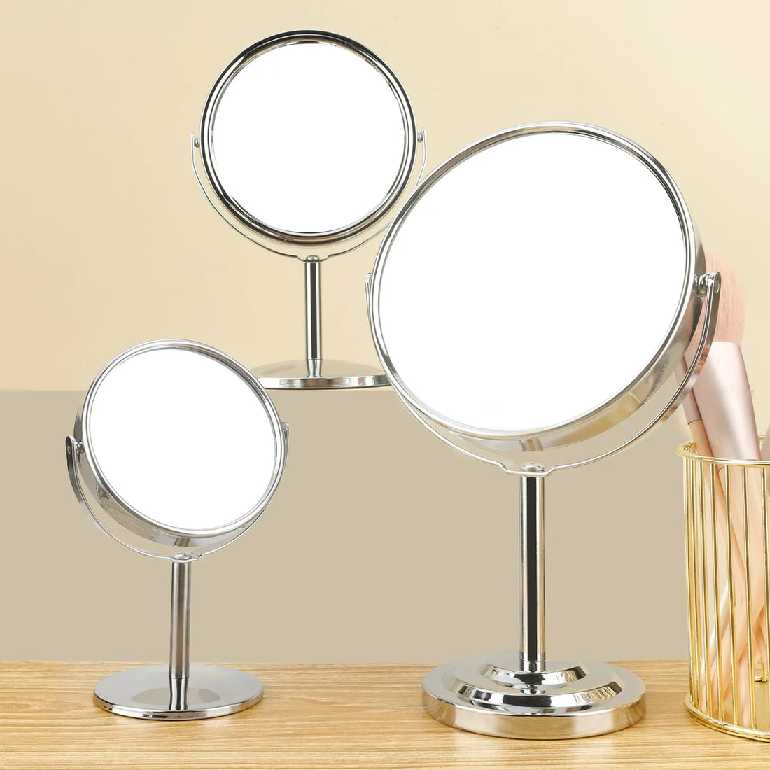 3/4/5in Double-Side Makeup Mirror With 2X Magnification Clear Reflection And Easy To Carry Desktop Vanity Mirror With Stand - Buy online at  Vibe In Cart.