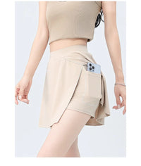 Aiithuug Side Split Golf Skirt with Build-in Shorts Tennis Skirt Short Running Workout Gym Pants Wide Waistband Tummy Control