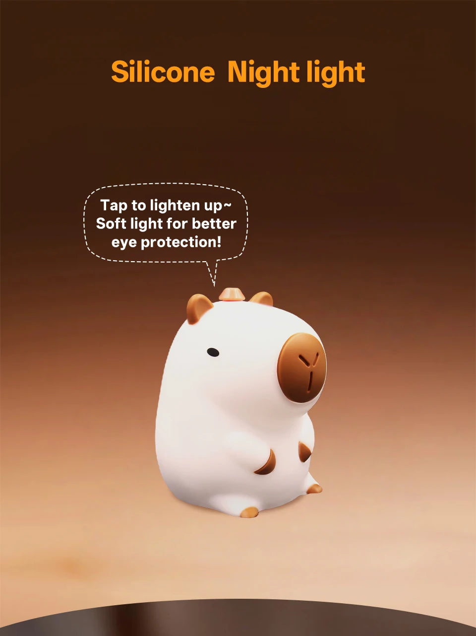 GGbingo Rechargeable Cute Capybara Night Light Novelty Dimmable Nursery Nightlight Touch Lamp Silicone Pat Lamp for Kids Room - Buy online at  Vibe In Cart.