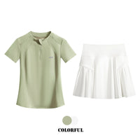 Women's 2-Piece Tennis Skirt and Top Set, Polyester Elastane