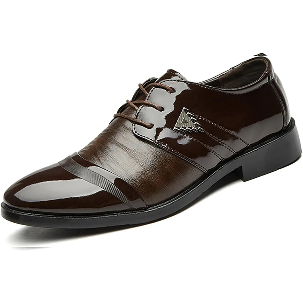 Mens Lace Up Dress Shoes Modern Formal Business Casual Office Suit Tuxedo Patent Leather Oxford Shoes - Buy online at  Vibe In Cart.