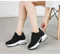 Women's Platform Mesh Lace-Up Sneakers Medium Heel