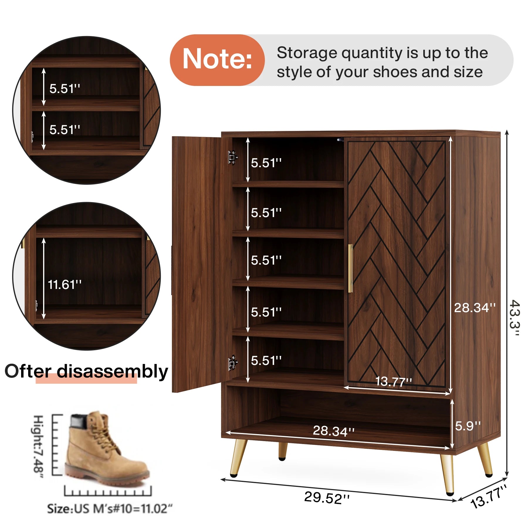 Tribesigns 6-Tier Shoe Cabinet with Doors, Walnut Wooden Shoe Storage Cabinet with Adjustable Shelves for Entryway - Buy online at  Vibe In Cart.