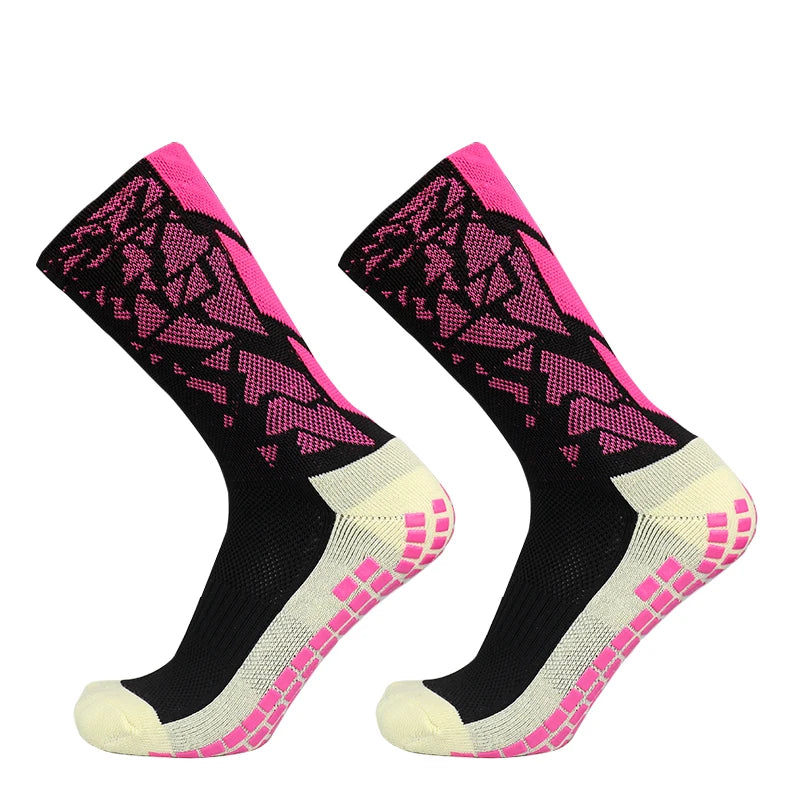 Non-Slip Knee-High Nylon Spandex Soccer Socks with Silicone Grip, One Size