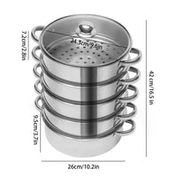 5-Tier Stainless Steel Food Steamer 26cm Meat Vegetable Steamer Pot Kitchen Cookware with Lid - Buy online at  Vibe In Cart.