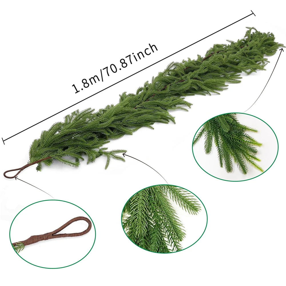 180cm Christmas Garlands Norfolk Pine Garland Artificial Plants Faux Greenery Vine for Home Table Xmas Party Festival Decoration - Buy online at  Vibe In Cart.