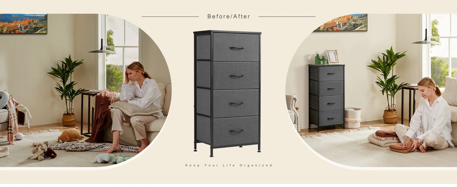 JHK Dresser For Bedroom With 4 Fabric Drawers Nightstand Wardrobe Steel Frame Closet For Clothes Storage Cabinet Of Furniture - Buy online at  Vibe In Cart.