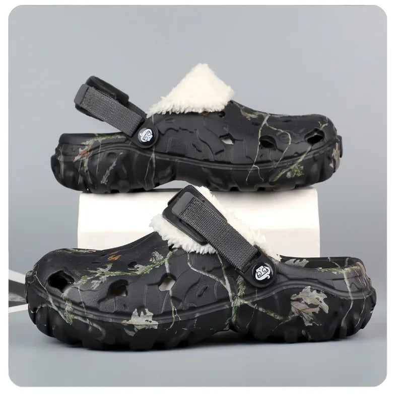 Winter Men Slippers Detachable Warm Furry Home Slippers Casual Outdoor EVA Lightweight Non Slip Perforated Garden Cotton Shoes - Buy online at  Vibe In Cart.