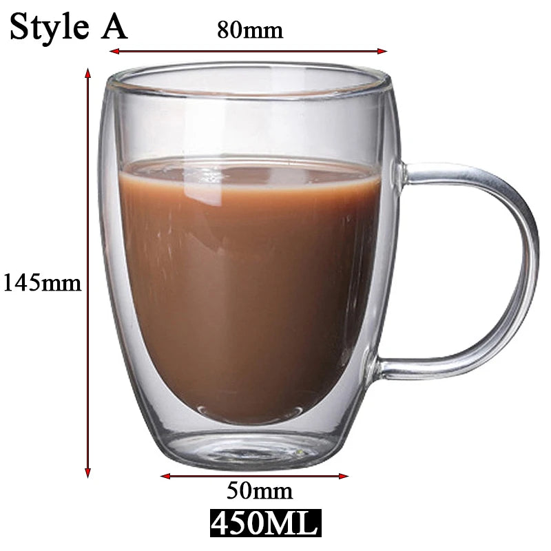 5 Sizes Double Wall Insulated Glass Cup Clear Espresso Coffee Mugs Handmade Beer Mug Tea Milk glass Whiskey Glass Cups Drinkware - Buy online at  Vibe In Cart.