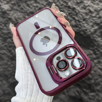 Full Coverage Transparent Magnetic Phone Case with Stand