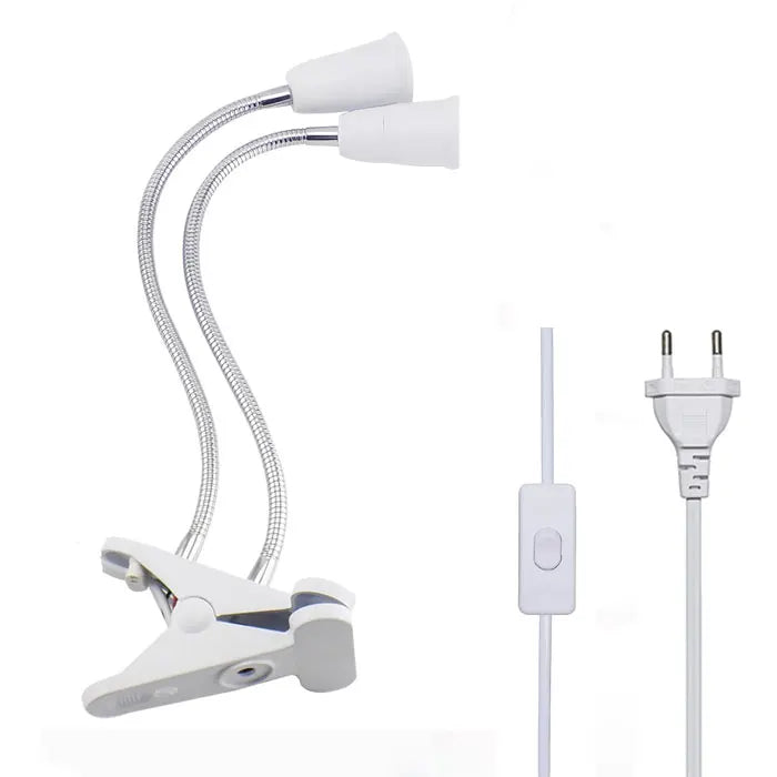 360 Degrees Flexible Gooseneck Clip-On Desk Lamp with E27 Base and Switch
