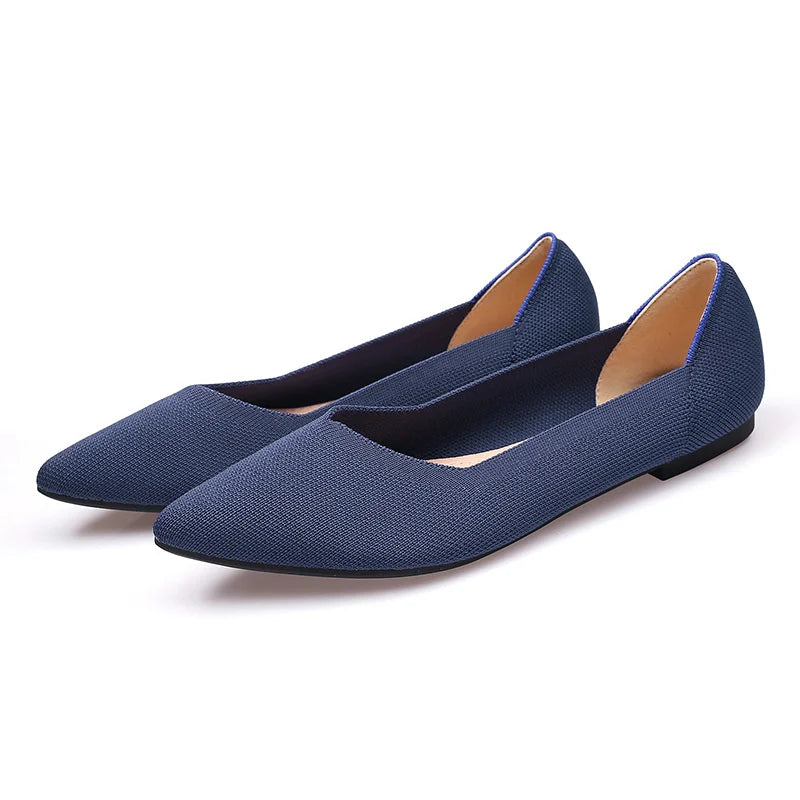 Women's Spring Pointy Toe Stretch Knitted Ballet Loafer Flats