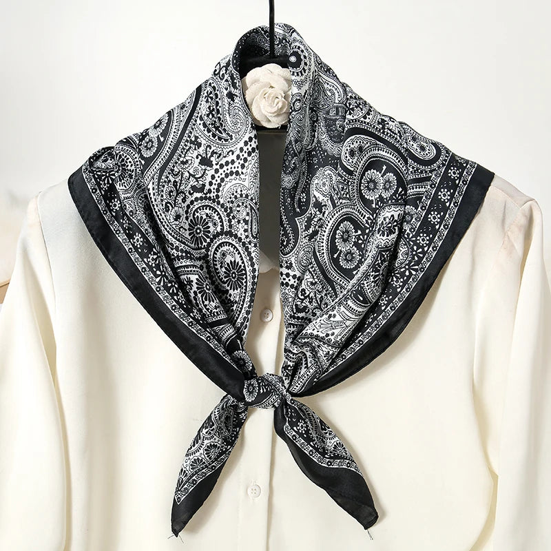 Square Satin Silk Scarf for Women, Casual All Seasons
