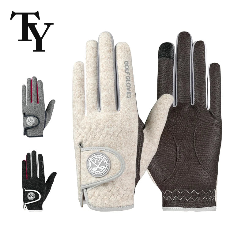 Women's Warm Windproof Golf Gloves with Touch Screen, 1 Pair