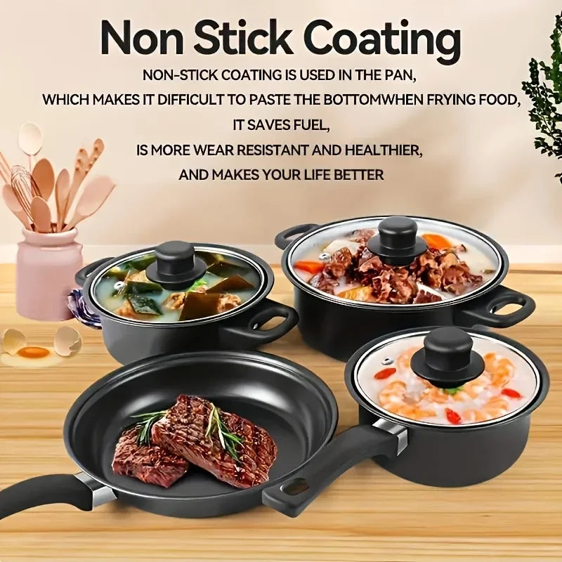 13-Piece Nonstick Cookware Set Black - Induction Compatible Pot Pan Set with Frying Pan & Utensils for Kitchen & Camping - Buy online at  Vibe In Cart.