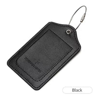 Leather Luggage Tag with Anti-Loss Wire Rope Loop and Built-In Privacy Cover
