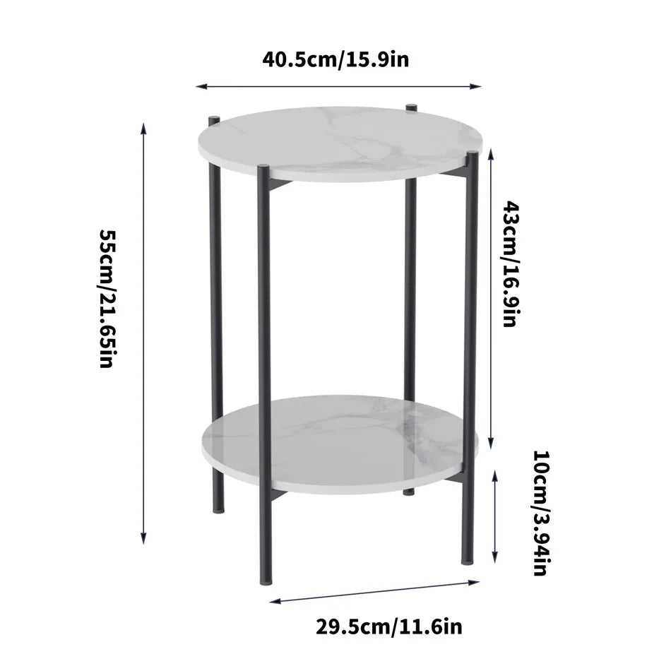 LUVODI 2-Tier Round Coffee End Tables Sofa Side Table Plant Stand with Storage Shelf Metal Frame for Living Room Bedroom - Buy online at  Vibe In Cart.