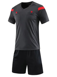 Men's Polyester Soccer Referee Uniform with Jersey and Shorts