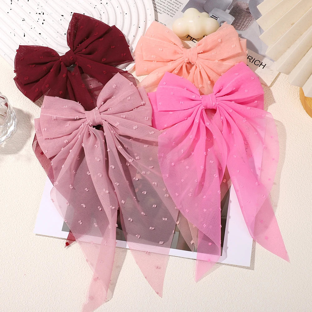 Girls Long Big Bow Float Satin Clips Back Head Hair Clip Internet Red with The Same Temperament Elegant Hair Accessories gifts - Buy online at  Vibe In Cart.