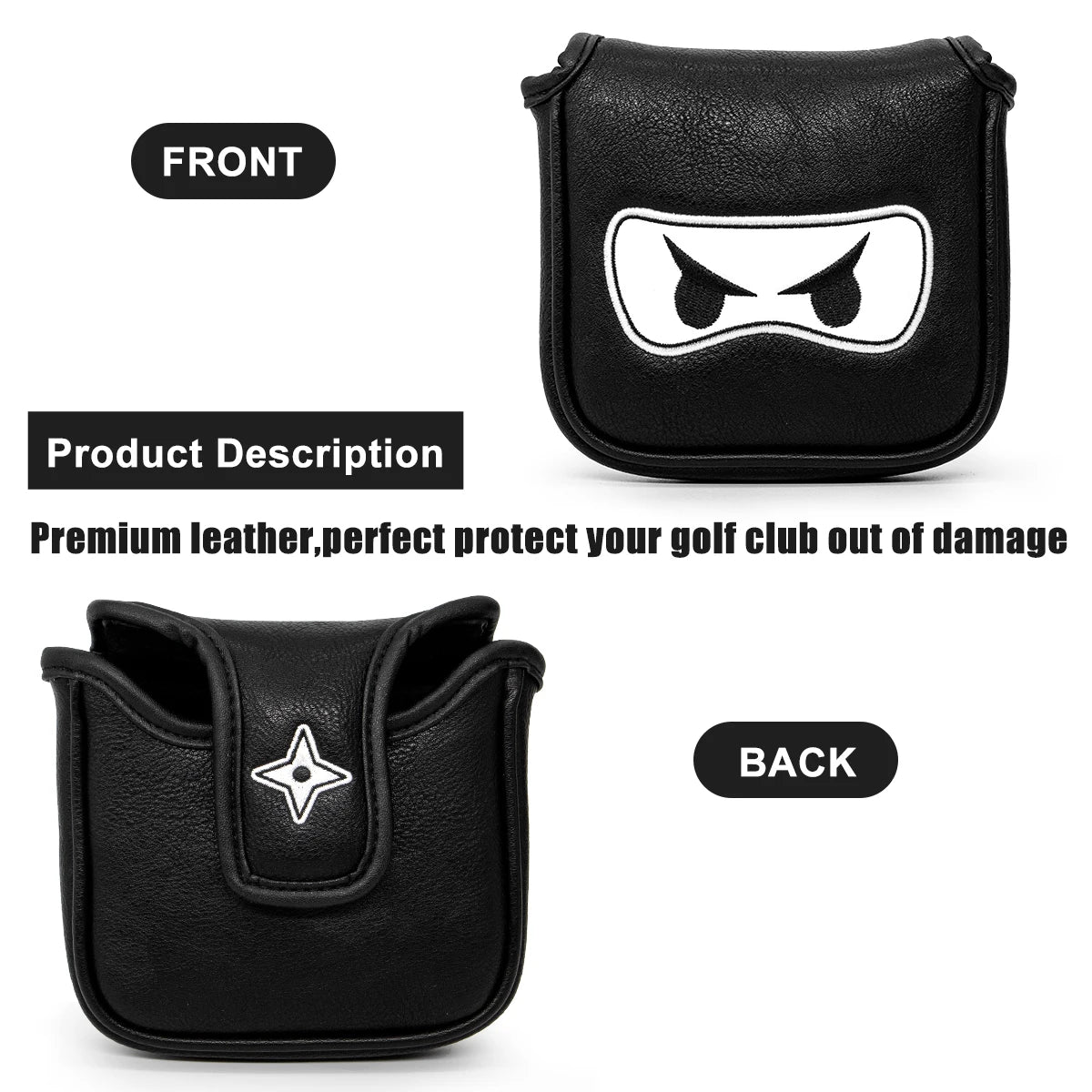 Leather Golf Club Headcover Set for Driver, Fairway, and Hybrid