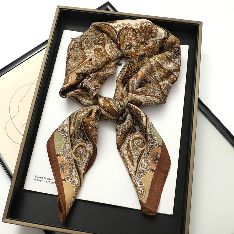 Women's 70x70cm Square Silk Scarf Shawl Headband