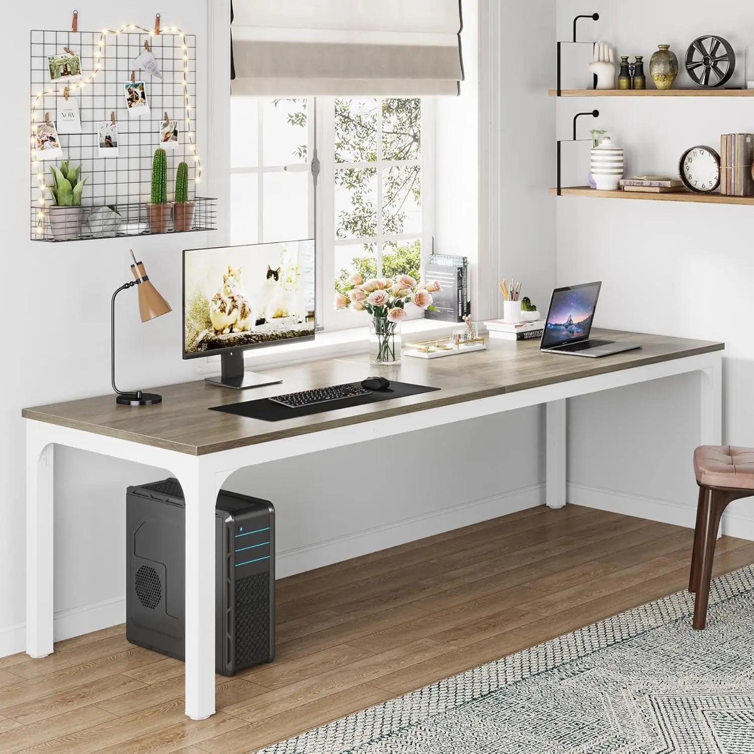 78.7 Inches Extra Long Computer Desk 2 Person Desk, Double Long Desk, Workstaion for Home Office - Buy online at  Vibe In Cart.