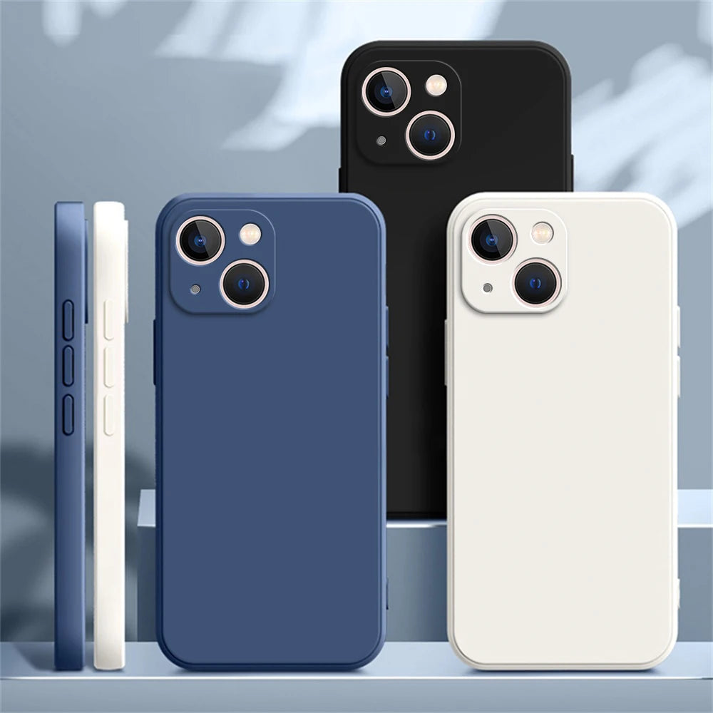 Square Liquid Silicone Protective Phone Case with Anti-Scratch and Dustproof Features