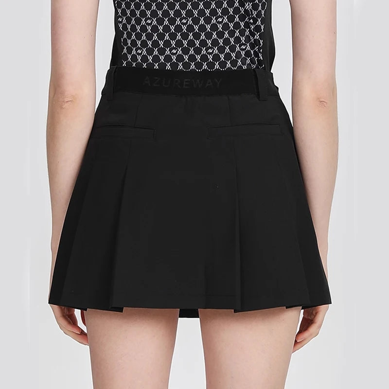 Azureway new golf skort women high-waisted thin skirts sports tennis quick drying skirts with safety shorts ladies golf clothes