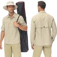 Summer Men's UPF 50+ Casual Long Sleeve Fishing Shirts, Lightweight Tactical Button Down Shirt with Breathable Back Mesh - Buy online at  Vibe In Cart.