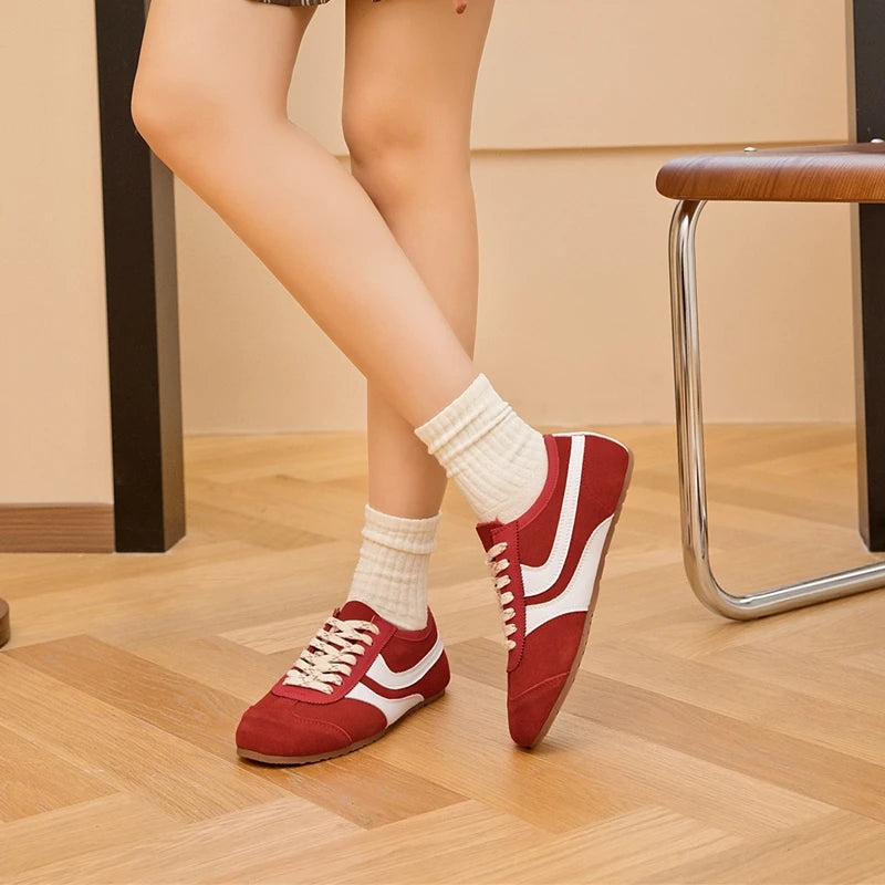 German Training Shoes Women 2025 New Genuine Leather Women Sneakers Flat Lace-up Retro Large Size Forrest Gump Shoes Women - Buy online at  Vibe In Cart.