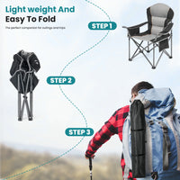 JHK Heavy Duty Camping Chair 450lbs Capacity Portable Folding Chair with Cup Holder Sturdy Steel Frame Outdoor Chair for Camping - Buy online at  Vibe In Cart.