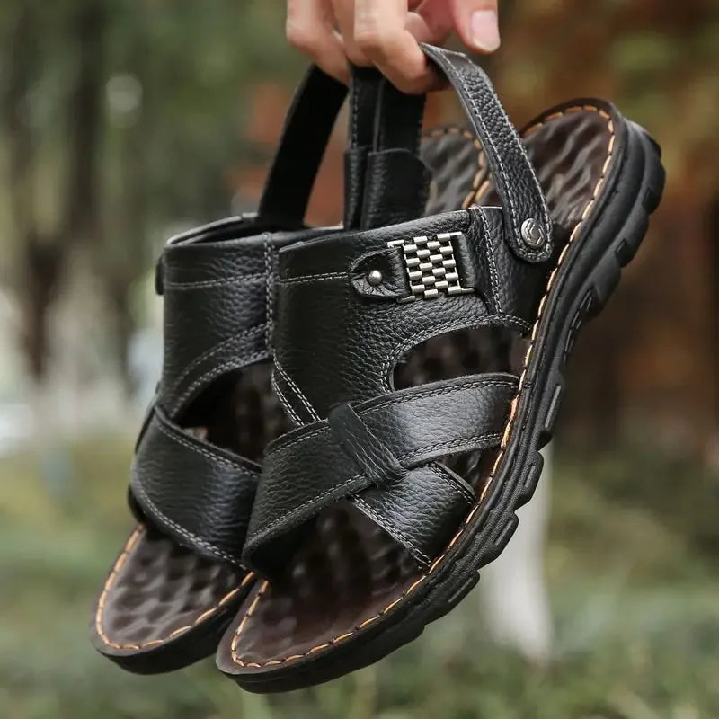 Men's Non-Slip Thick-Soled PVC Gladiator Sandals for Casual Use