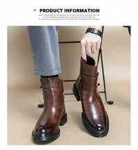 Men's autumn high-top leather shoes men's height-increasing British Chelsea boots short boots business casual men's boots - Buy online at  Vibe In Cart.