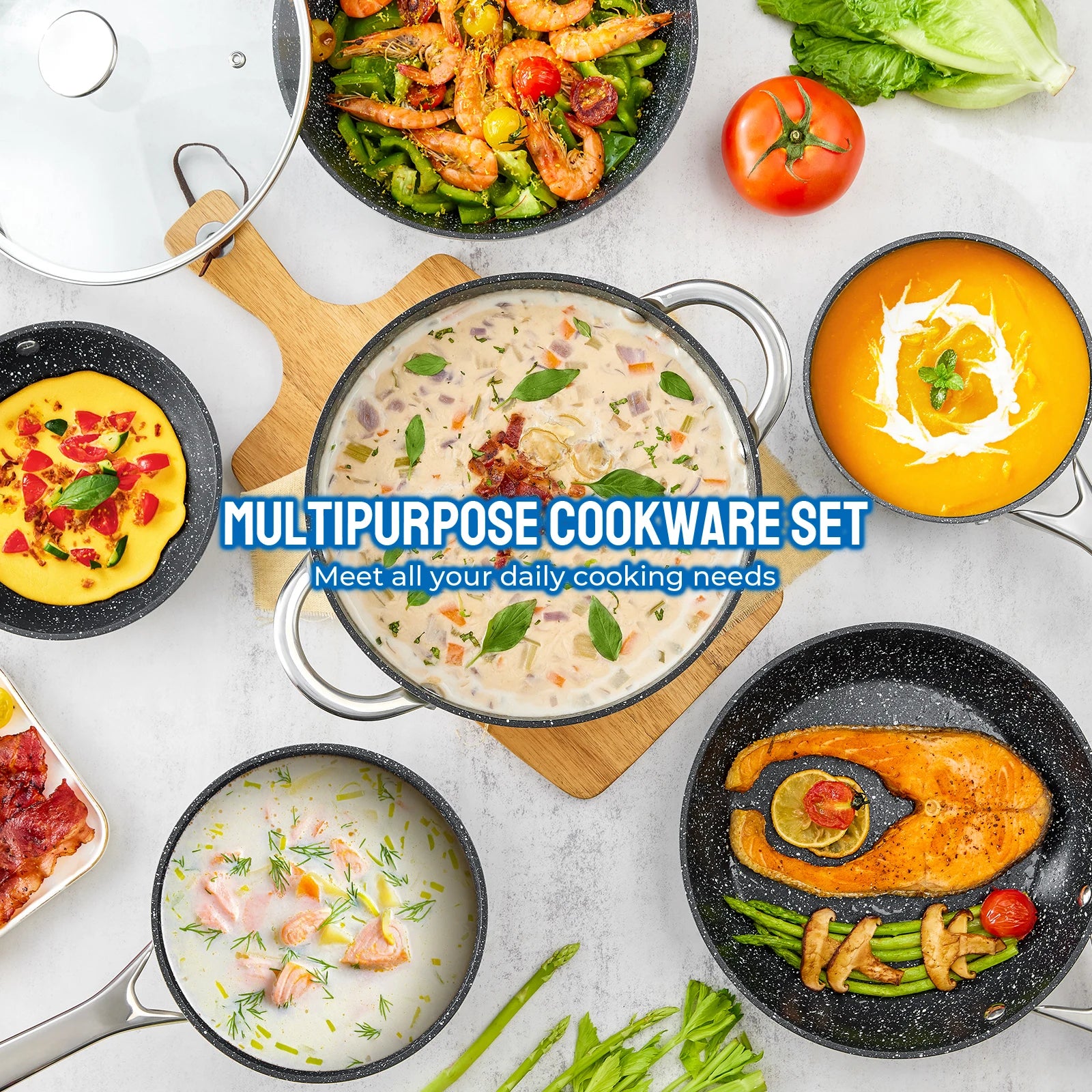 Induction Cookware Nonstick, 10-Piece, BEZIA Pots and Pans Set for Induction Cooktop, Compatible with All Stoves - Buy online at  Vibe In Cart.