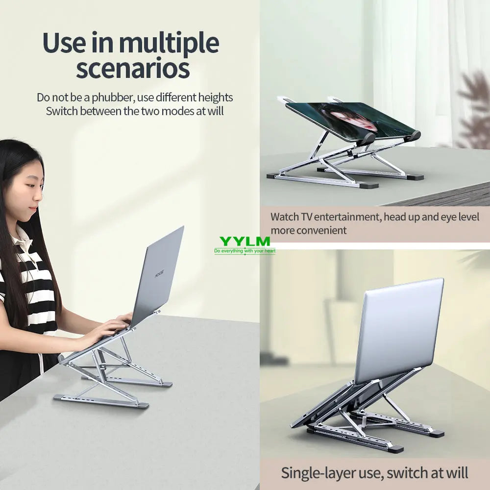 Adjustable Aluminum Alloy Laptop Stand with Cooling Design