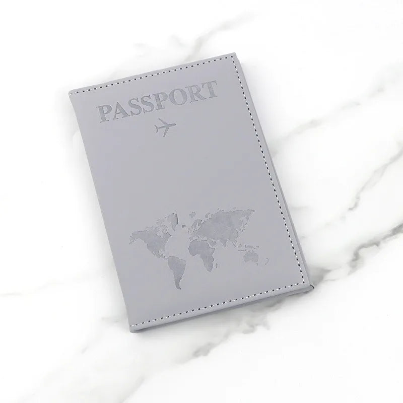 Passport Cover with World Map Design in PU, 14.5 x 10 cm