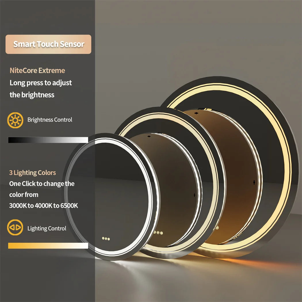 LUVODI Round Illuminate Bathroom Mirror Circle Washroom Toliet Wash Basin Fogless Vanity Mirror Waterproof - Buy online at  Vibe In Cart.