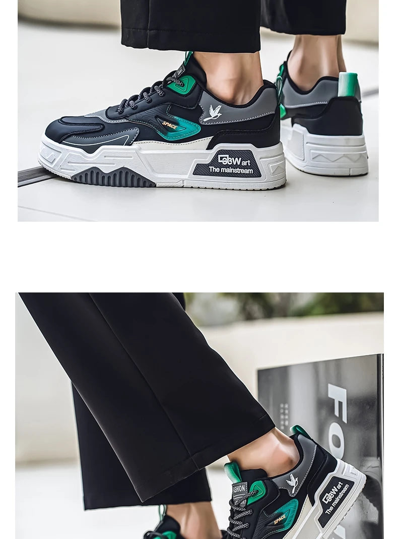 Men's Low-Top Lace-Up Skateboarding Shoes With Rayon Material