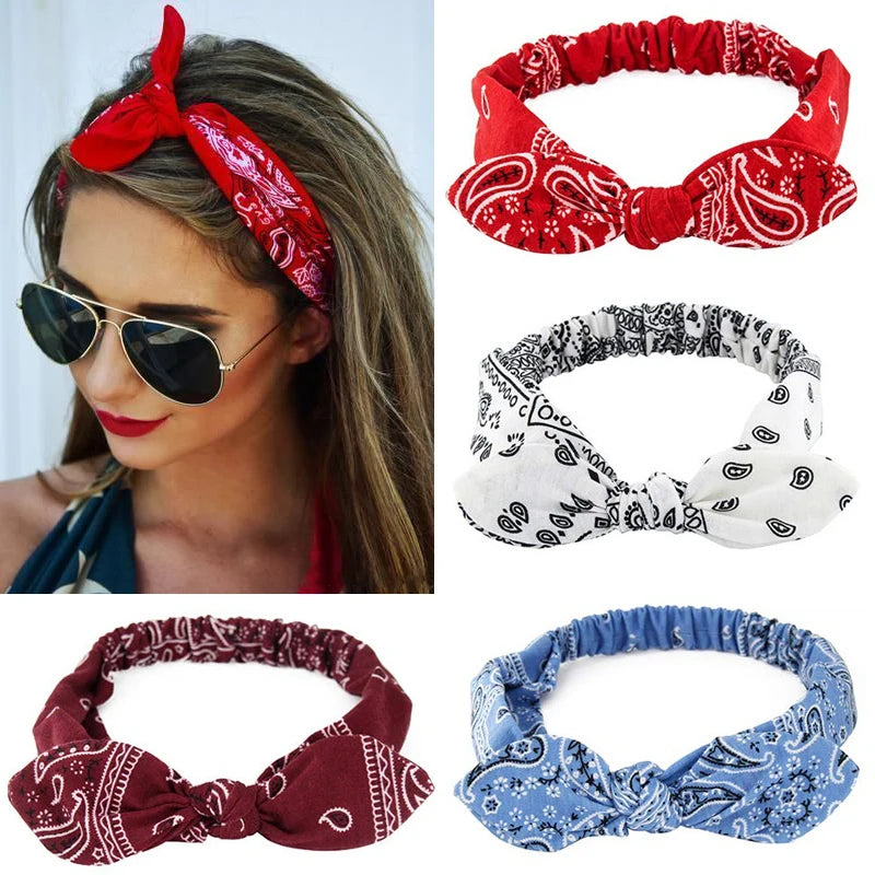 New Boho Women Soft Solid Print Headbands Vintage Cross Knot Elastic Hairbands Turban Bandanas Girls Hair Bands Hair Accessories - Buy online at  Vibe In Cart.