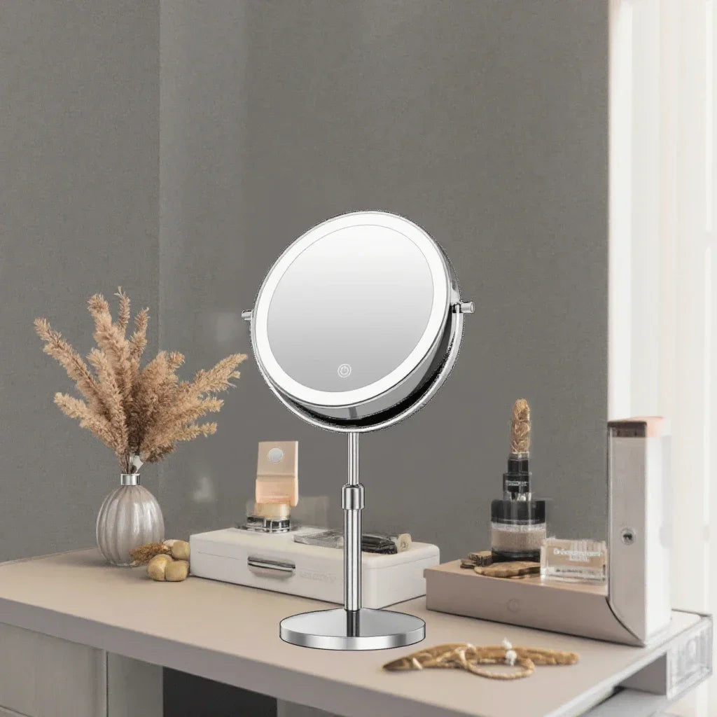 7" Makeup Mirror with Light USB Rechargeable Height Adjustable 1X/10X Magnifying 3 Color lighting 360° Rotation Vanity Mirror - Buy online at  Vibe In Cart.