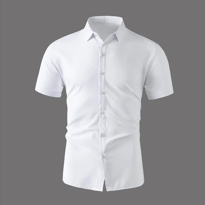 New Men's Business Casual Solid Color Short Sleeved Shirt for Summer Fashion No Ironing Comfortable and Versatile Top - Buy online at  Vibe In Cart.