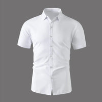New Men's Business Casual Solid Color Short Sleeved Shirt for Summer Fashion No Ironing Comfortable and Versatile Top - Buy online at  Vibe In Cart.