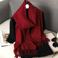 Women's Thick Warm Winter Polyester Scarf with Tassels