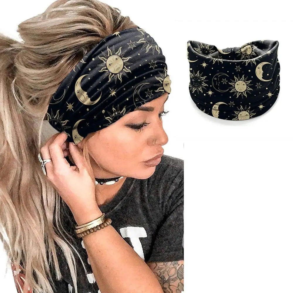Bohemia Print Wide Headbands New Vintage Elastic Knot Turban Headwrap for Women Girls Soft Print Yoga Bandana Hair Accessories - Buy online at  Vibe In Cart.